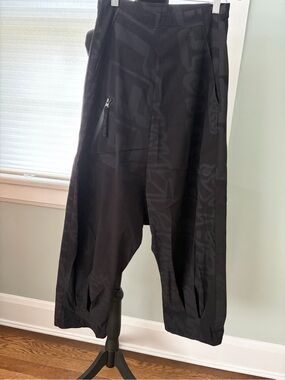 Women’s Wide Leg Black Graphic Drop-Crotch Pants